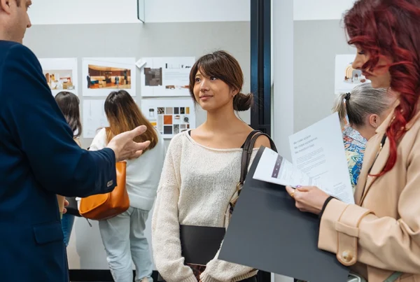 Tutors welcoming visitors at a Sydney Design School open day